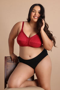 Zivame True Curv Single Layered Non Wired Full Coverage Super Support Bra - Deep Claret — thumbnail 5